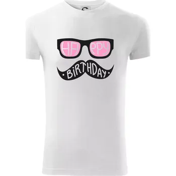 Pánské tričko Mustache narozeniny - brýle - Viper FIT - Pánské zůžené tričko - M ( Bílá )