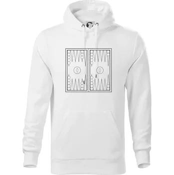 Pánská mikina Backgammon černobílý - Mikina pánská Cape s kapucí - L ( Bílá )