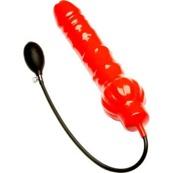 Anální kolík M&K Stretch Pump No. 5X, červené latexové nafukovací dildo 31 x 6 cm