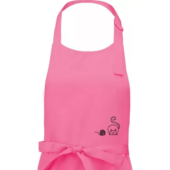 Kuchyňská zástěra Kočka klubíčko - Dámská zástěra na vaření - Univerzální velikost ( Růžová )