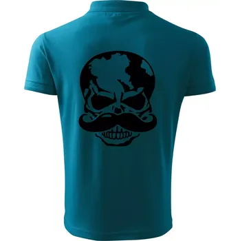 Pánská košile Mustache lebka - Polokošile pánská Pique Polo 203 - 5XL ( Tmavý tyrkys )
