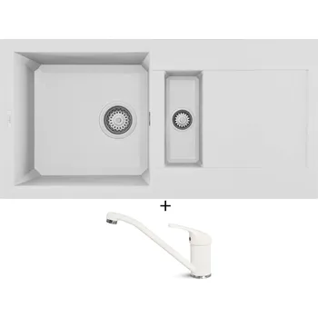 Granitový dřez Granitový dřez SET Elleci EASY 425 G68 bianco titano + Elleci MINERVA G68 bianco titano