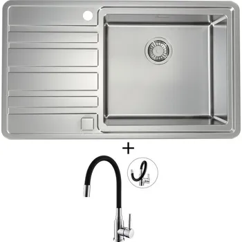 Nerezový dřez Nerezový dřez SET Alveus RANDO 50 nerez odkap vlevo + Alveus MINTAS chrom/černá