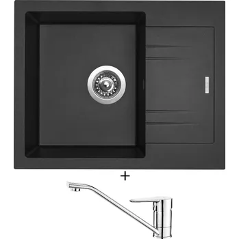 Granitový dřez Granitový dřez SET Sinks LINEA 600 metalblack + Deante CORIO BFC 060M chrom
