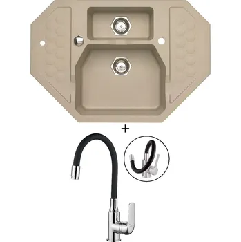 Granitový dřez Granitový dřez SET Alveus SENSUAL 60 pebble 02 + Kuchinox ELZA BKE 761 chrom/černá