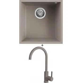 Granitový dřez Dřez pod desku SET Elleci QUADRA 102 UM G43 tortora + Elleci C01 CADDY G43 tortora