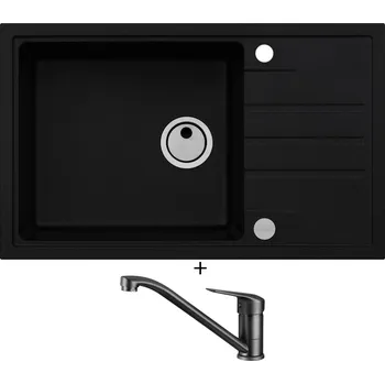 Granitový dřez Granitový dřez SET Alveus INTERMEZZO 130 černá matná + Deante NEO BORO BMO N60M černá matná