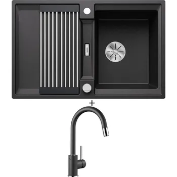 Granitový dřez Granitový dřez SET Blanco ADIRA 45 S antracit s excentrem 527586 + Blanco MIDA-S antracit 521455