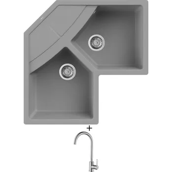 Granitový dřez Granitový dřez SET Elleci UNICO CORNER G48 cemento + Laveo BONA BAB 268D nerez