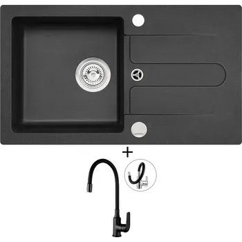 Granitový dřez Granitový dřez SET Alveus CORTINA 110 black 91 + Kuchinox ELZA BKE B61D černá matná