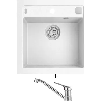 Granitový dřez Granitový dřez SET Alveus FORMIC 20 white 11 + Alveus RIVIERA X chrom