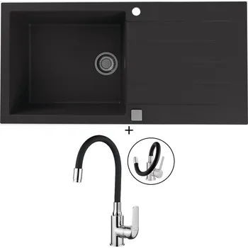 Granitový dřez Granitový dřez SET Alveus CADIT 50 black 91 + Kuchinox ELZA BKE 761 chrom/černá