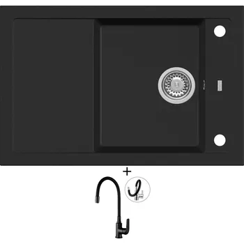 Granitový dřez Granitový dřez SET Alveus FORMIC 30 černá matná + Kuchinox ELZA BKE B61D černá matná