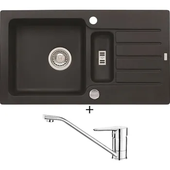 Granitový dřez Granitový dřez SET Alveus NIAGARA 70 black 91 + Deante CORIO BFC 060M chrom