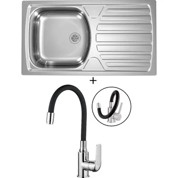 Nerezový dřez Nerezový dřez SET Alveus BASIC 170 tkaná struktura + Kuchinox ELZA BKE 761 chrom/černá