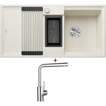 Granitový dřez Granitový dřez SET Blanco ADIRA 6 S bílá soft s excentrem 527606 + Blanco MILA chrom 519414