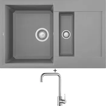 Granitový dřez Granitový dřez SET Elleci EASY 325 G48 cemento + Laveo BONA BAB 265D nerez