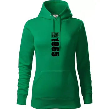 Dámská mikina Limited edition 1965 pruh - Mikina dámská Cape s kapucí - L ( Středně zelená )