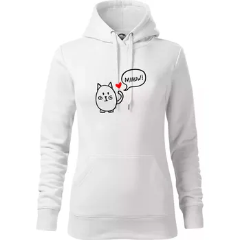 Dámská mikina Tlustá kočka - Mikina dámská Cape s kapucí - S ( Bílá )
