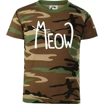 Meow - Mňau - Dětské maskáčové triko - 146 cm/10 let ( Hnědý maskáč )