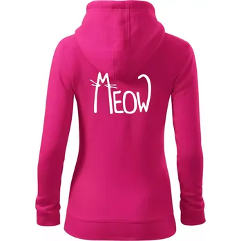 Dámská mikina Meow - Mňau - Dámská mikina trendy zipper s kapucí - L ( Purpurová )