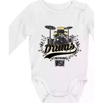 Kojenecký body Drums - kreslené bubny - Body kojenecké s dlouhým rukávem - Dlouhý r. do 3 měs ( Bílá )