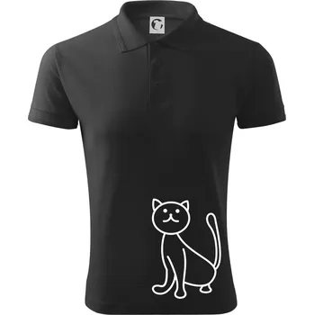 Pánská košile Kočka kouká - Polokošile pánská Pique Polo 203 - 5XL ( Dřevěné uhlí )