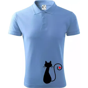Pánská košile Zamilovaná kočka ocásek - Polokošile pánská Pique Polo 203 - 4XL ( Pyžamově světlá modrá )