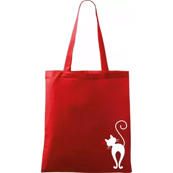 Nákupní taška Zamilovaná kočka zezadu - Taška bavlněná - 42 x 38 cm ( Červená )