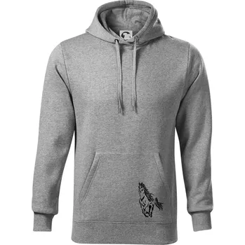 Pánská mikina Kůň běžící - Mikina pánská Cape s kapucí - XL ( Tmavě šedý melír )