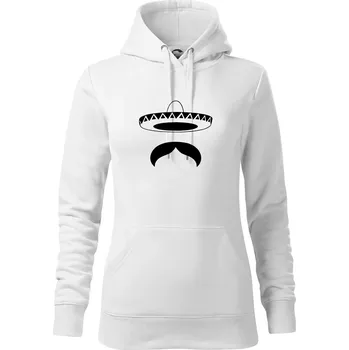 Dámská mikina Mexican Mustache - Mikina dámská Cape s kapucí - M ( Bílá )