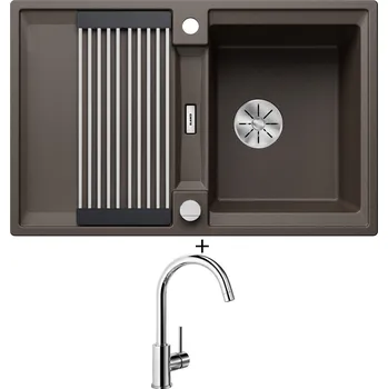 Granitový dřez Granitový dřez SET Blanco ADIRA 45 S kávová s excentrem 527592 + Blanco MIDA chrom 517742