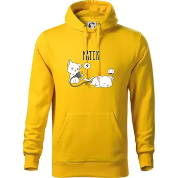 Pánská mikina Kočky bez energie pátek - Mikina pánská Cape s kapucí - S ( Žlutá )