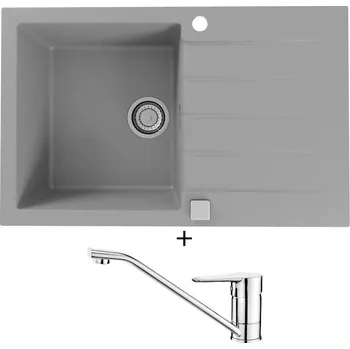 Granitový dřez Granitový dřez SET Alveus CADIT 20 beton 81 + Deante CORIO BFC 060M chrom