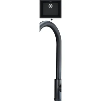 Granitový dřez Dřez pod desku SET Alveus OMNI 30 černá matná + Deante LIMA N72M černá matná