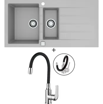 Granitový dřez Granitový dřez SET Alveus CADIT 80 beton 81 + Kuchinox ELZA BKE 761 chrom/černá