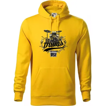 Pánská mikina Drums - kreslené bubny - Mikina pánská Cape s kapucí - 5XL ( Žlutá )