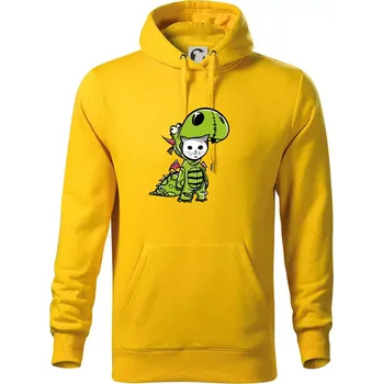 Pánská mikina Kočkosaurus Rex - Mikina pánská Cape s kapucí - 2XL ( Žlutá )