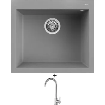 Granitový dřez Granitový dřez SET Elleci QUADRA 105 G48 cemento + Laveo BONA BAB 268D nerez