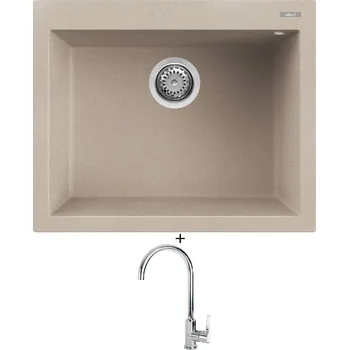 Granitový dřez Granitový dřez SET Elleci QUADRA 110 G51 avena + Elleci C01 CADDY chrom