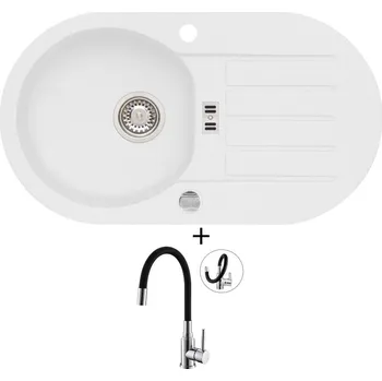 Granitový dřez Granitový dřez SET Alveus NIAGARA 40 white 11 + Alveus MINTAS chrom/černá