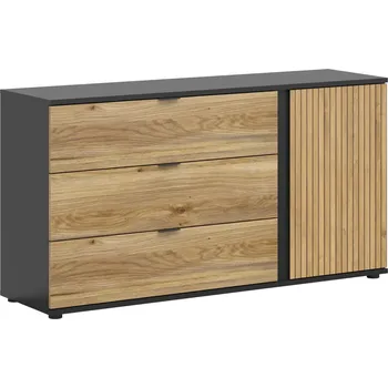 Komoda Komoda Luen - Black Red White - BRW černá - dub tegola - dub mauvella 143.5x76.5 cm