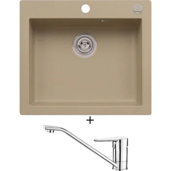Granitový dřez Granitový dřez SET Alveus CORTINA 160 beige 55 + Deante CORIO BFC 060M chrom