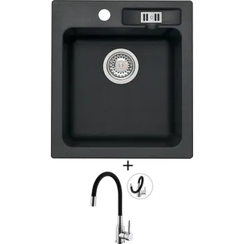 Granitový dřez Granitový dřez SET Alveus VICTORIA 20 black 91 + Alveus MINTAS chrom/černá