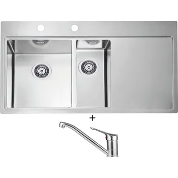 Nerezový dřez Nerezový dřez SET Alveus PURE 60 nerez odkap vpravo + Alveus RIVIERA X chrom