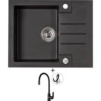 Granitový dřez Granitový dřez SET Alveus ROCK 30 black 91 + Kuchinox ELZA BKE B61D černá matná