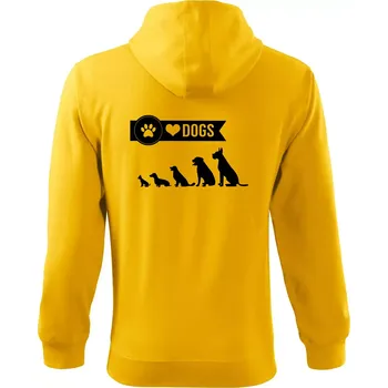 Pánská mikina I love dogs - tlapka - Mikina s kapucí na zip trendy zipper - L ( Žlutá )
