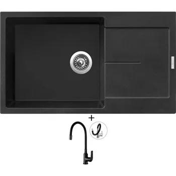 Granitový dřez Granitový dřez SET Sinks ULTIMA 860 XXL metalblack + Kuchinox ELZA BKE B61D černá matná