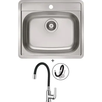 Nerezový dřez Nerezový dřez SET Alveus MORE 10 FS nerez + Kuchinox ELZA BKE 761 chrom/černá