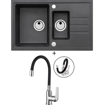 Granitový dřez Granitový dřez SET Alveus INTERMEZZO 70 black 91 + Kuchinox ELZA BKE 761 chrom/černá